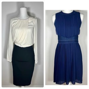 2x Dresses Zara Black White Dress & High Low Pleated Dress
